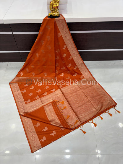 Banarasi - Heritage Silk - Semi Kathan Silk -￼Rust Shade - VVBHS010