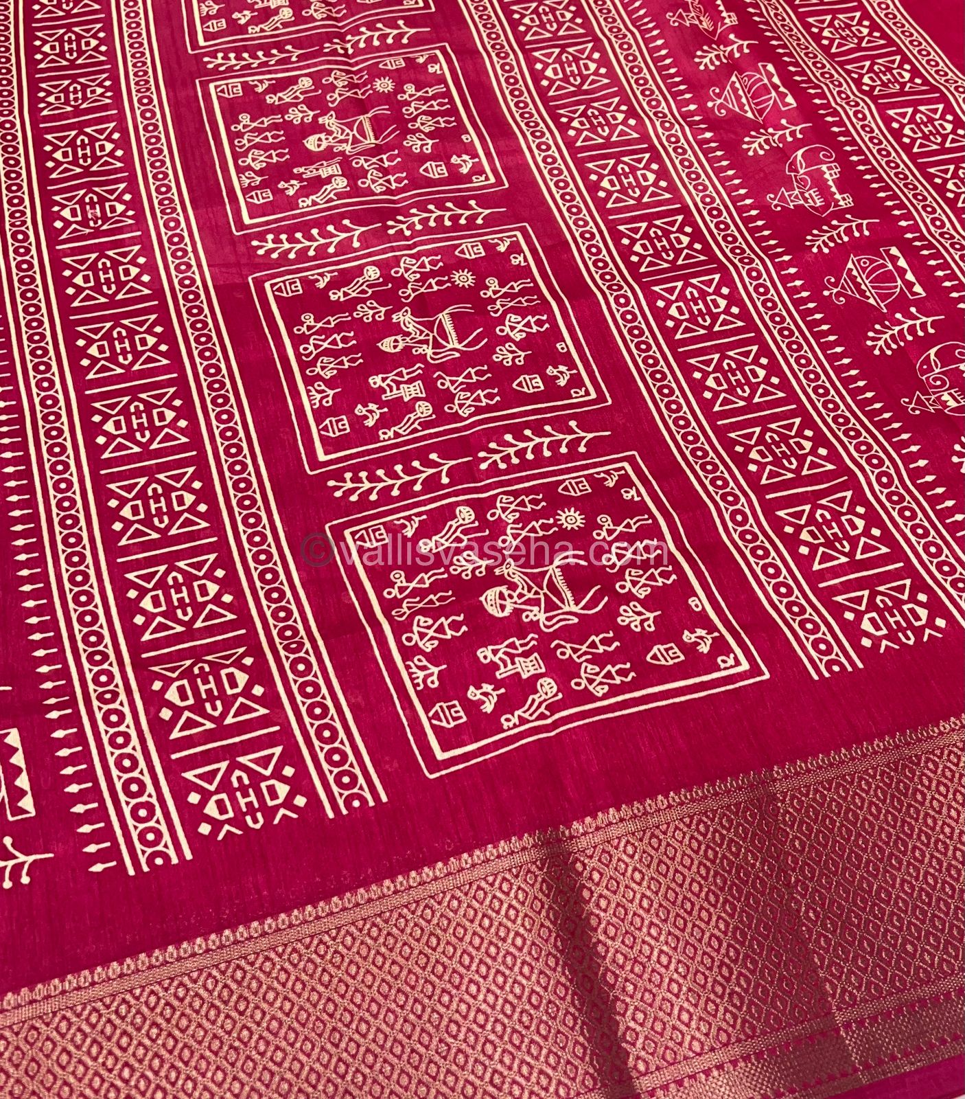 Semi Binny Silk - Varli Design - VVSBS003 - Dark Pink Shade