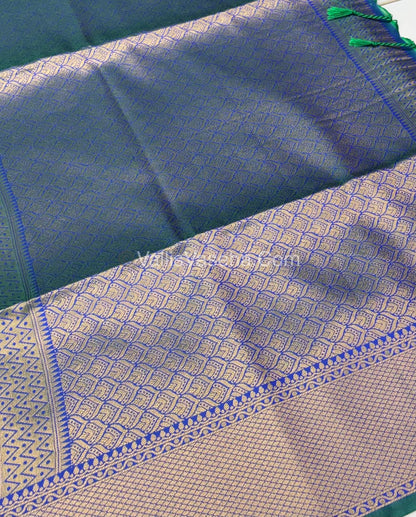 Semi Soft Silk - Border less - Peacock Blue Shade -VVSSS023