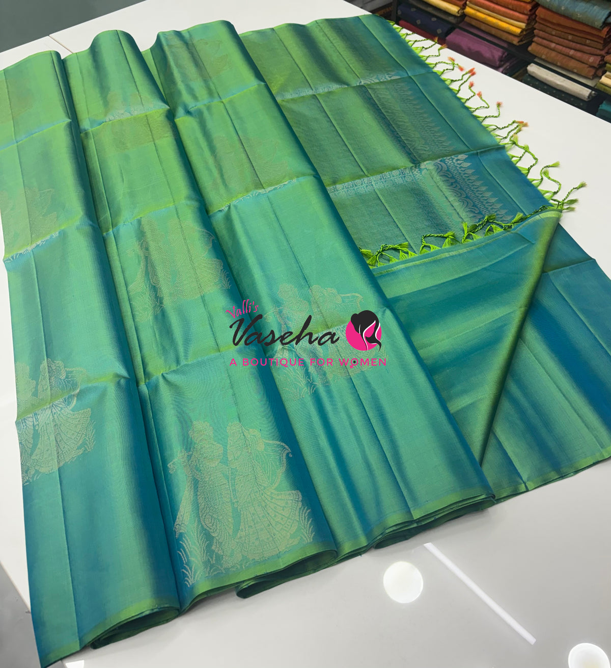 Pure Soft Silk Saree  - Dual Tone Green Shade - VVPSS133