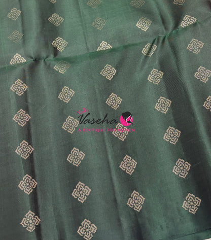 Pure Soft Silk Saree - Border Less  - Peachish Pink & Green Combo - VVPSS066