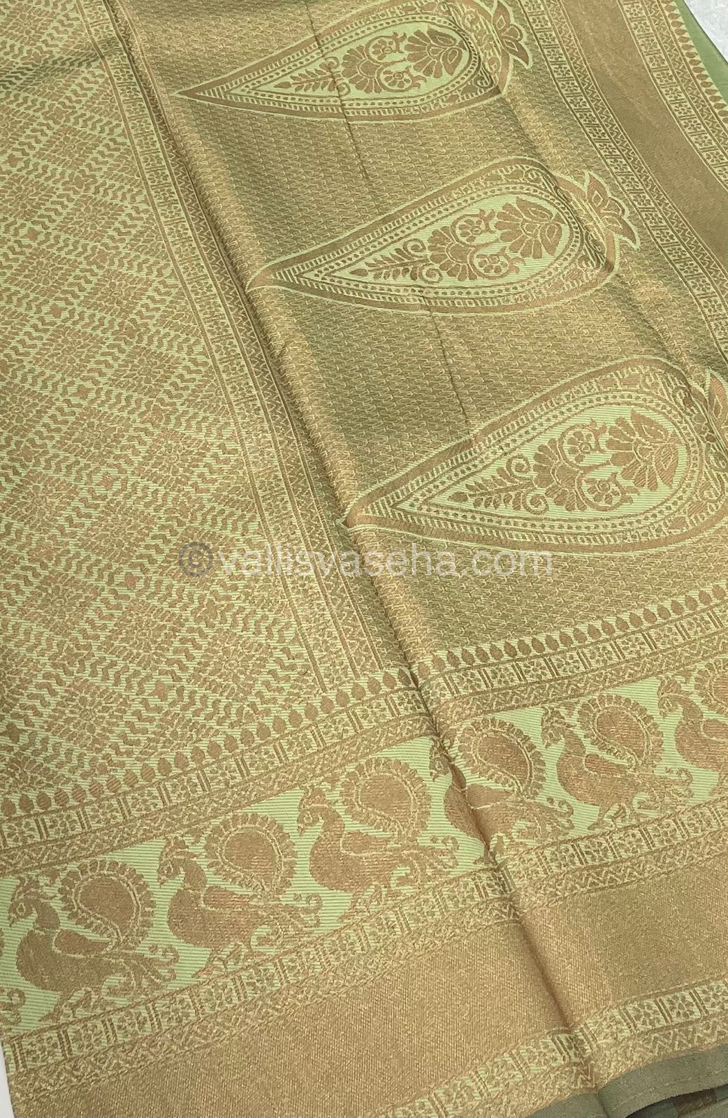 Semi Silk Saree - Kanchi Semi Silk Style - Peacock Border - VVSSS006