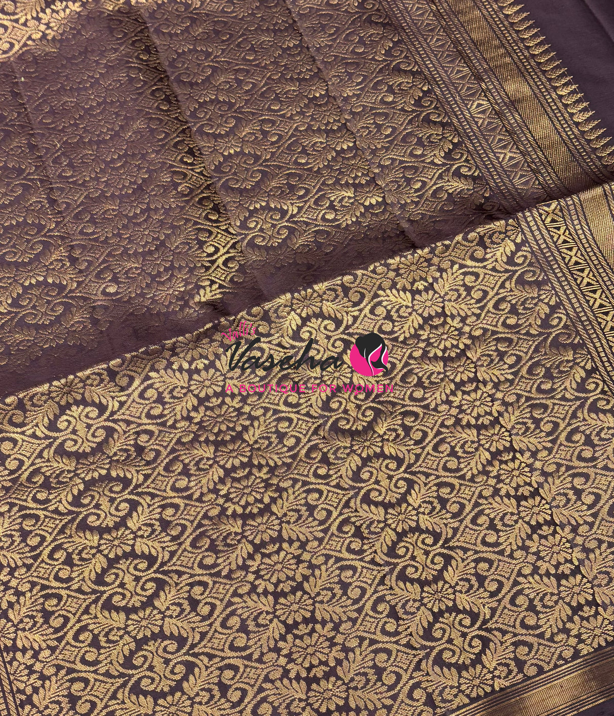 Pure Soft Silk Saree  - Treble Zari Weaving Butta - Brown Shade - VVPSS125