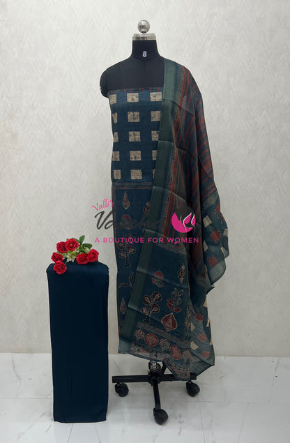 Unstitched Linen Mixed Cotton Material  | Cream| VVUSM042
