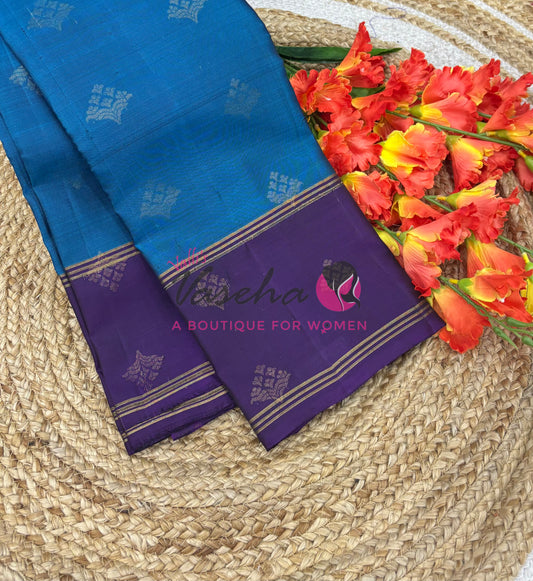 Half Mix - Pure Soft Silk Saree - Long Retta Petta Border with Butta - VVPSS105