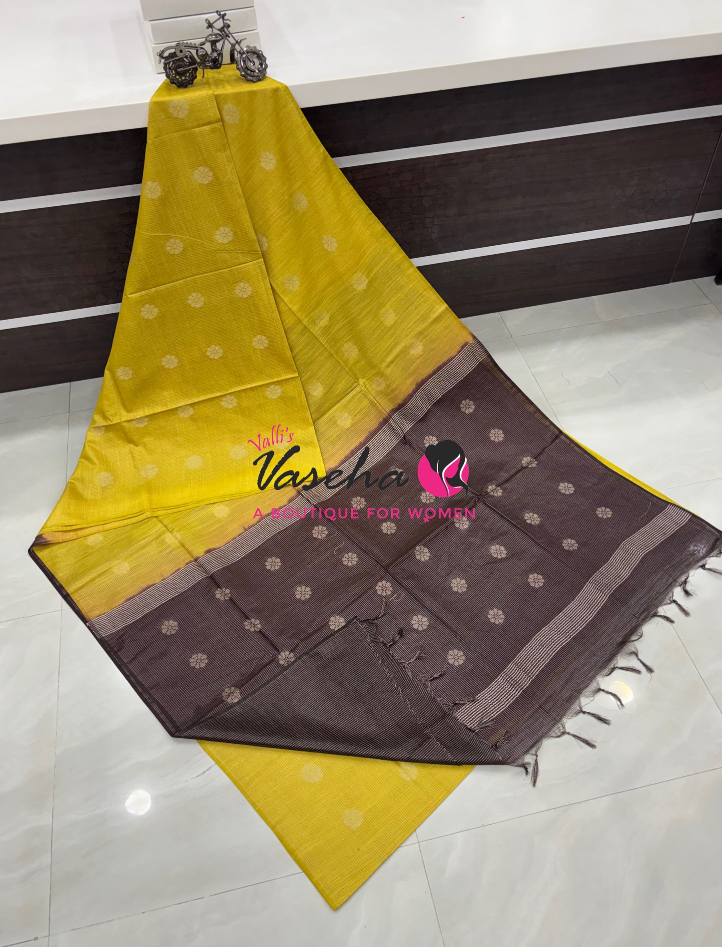 Bhagalpuri Silk - Vaira Voosi Lines - Yellow & Brown Combo - VVBSV003