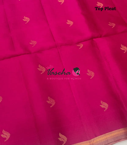 Pure Soft Silk Saree - Partly Pallu -  Half & Half Saree - Pink  - VVPSS088