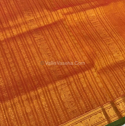 Pure Silk Cotton Saree - Retta Mayil Design - Dual Tone - Orangish Yellow Shade - VVRMS001