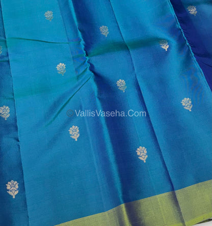 Pure Soft Silk Saree - Blue With Dual Tone Green - VVPSS073