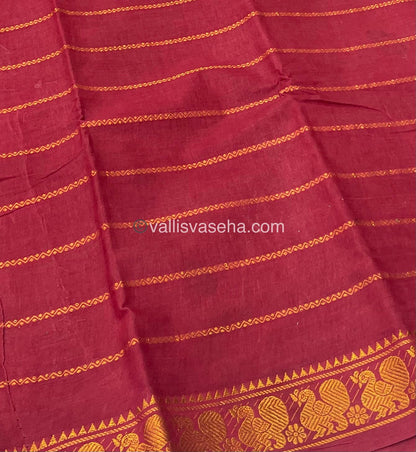 Sungudi Cotton Saree | Velthari Design - Green with Maroon Shade - VVSCV001