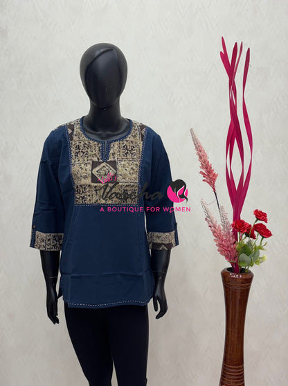 Ready Made - Pure Kalamkari Cotton - Short Kurti - VVRKC003