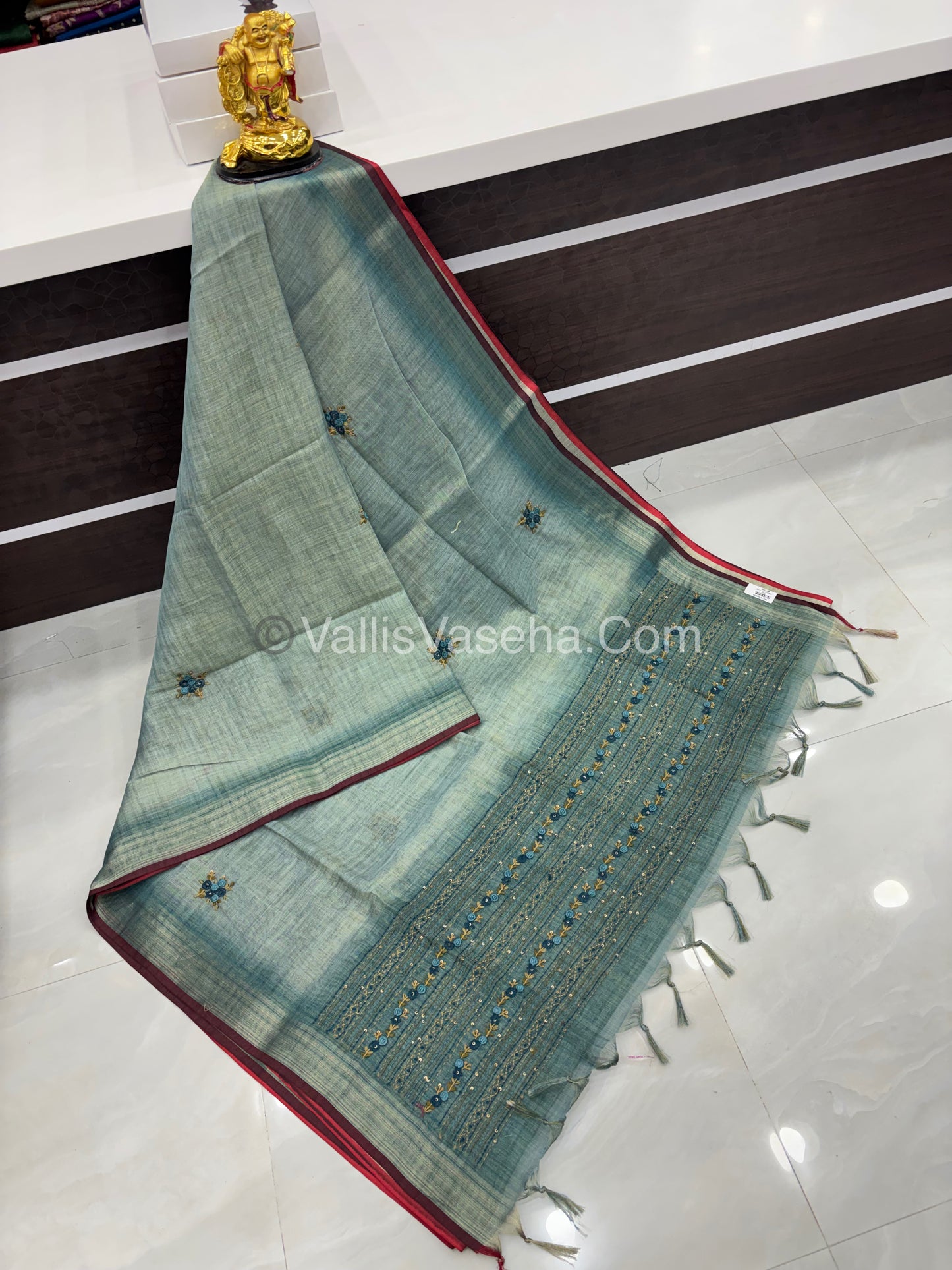 French Knot - Tissue Saree - Blue Shade - VVLFN008