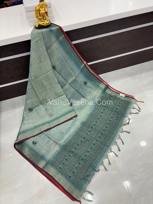 French Knot - Tissue Saree - Blue Shade - VVLFN008