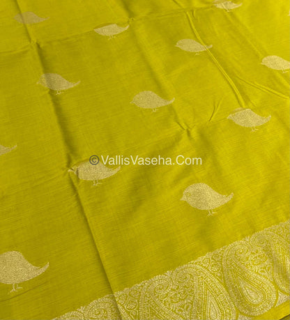 Banarasi - Heritage Silk - Semi Kathan Silk - Lemon Yellow Shade - VVBHS005