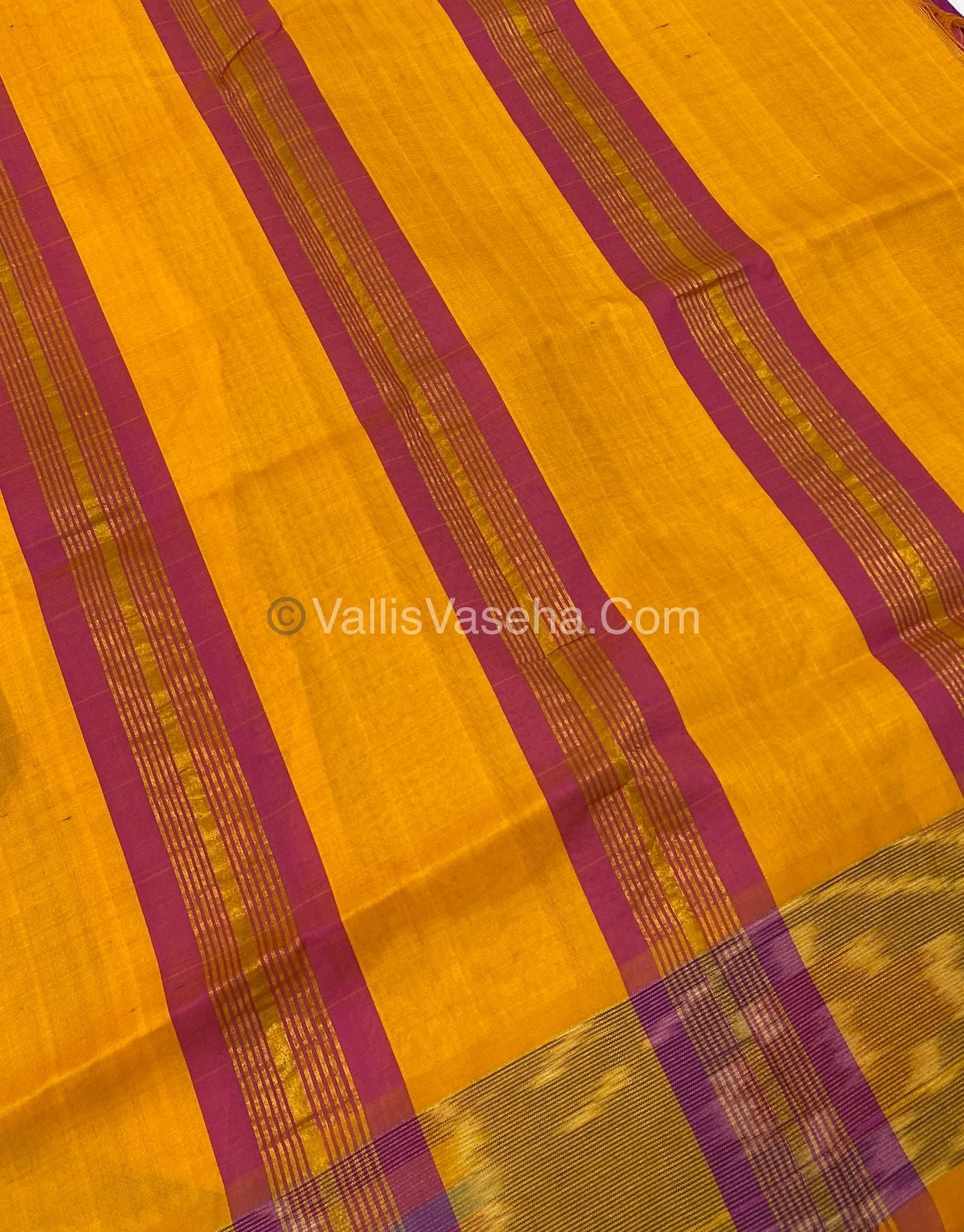 Semi Silk Cotton Saree - Purple & Yellow   - VVSSC001