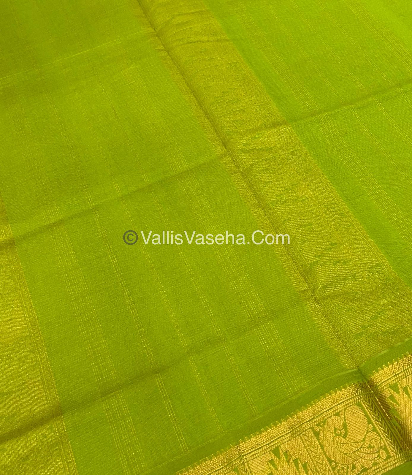 20% Offer |Semi Silk Cotton Saree |Green With Green  Shade | VVSSC002