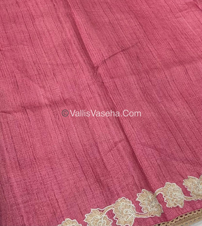 Semi Raw Silk with embroidery work - VVSRS001