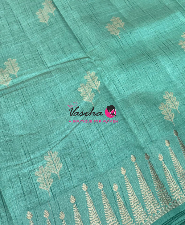 Semi Tussar Silk Saree | Pista Green Shade |VVSTS050