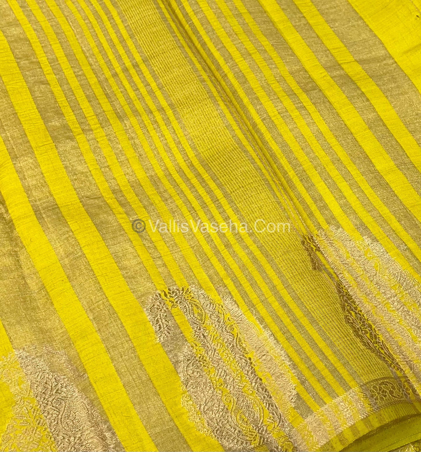 Semi Tussar Silk - Small Mango - Lemon Green Shade - VVSTS002