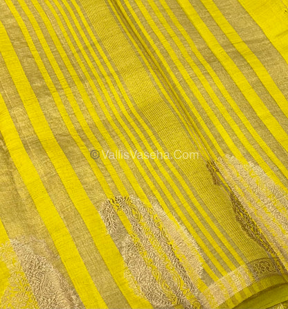 Semi Tussar Silk - Small Mango - Lemon Green Shade - VVSTS002