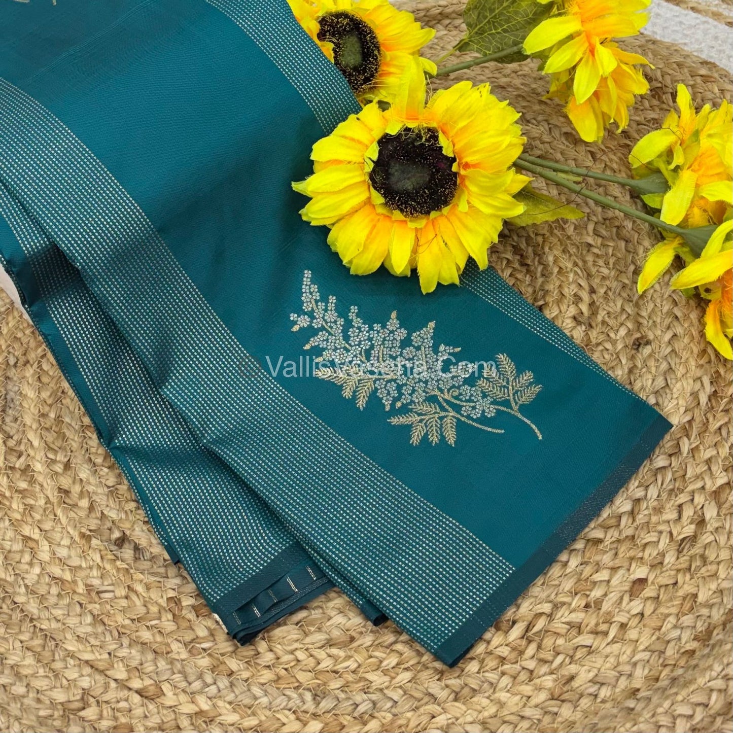 Semi Soft Silk - Border less - Peacock Blue Shade -VVSSS026