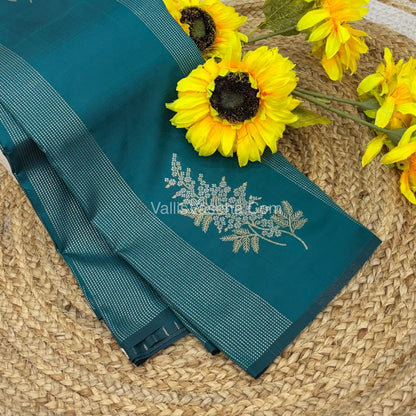 Semi Soft Silk - Border less - Peacock Blue Shade -VVSSS026