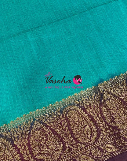 Semi Jute Silk Saree - Ramar Blue With Wine Shade - VVSJS001