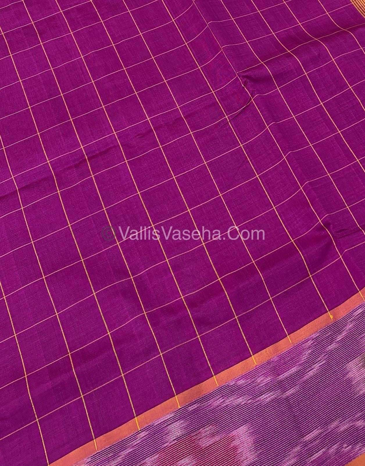 Semi Silk Cotton Saree - Purple & Yellow   - VVSSC001