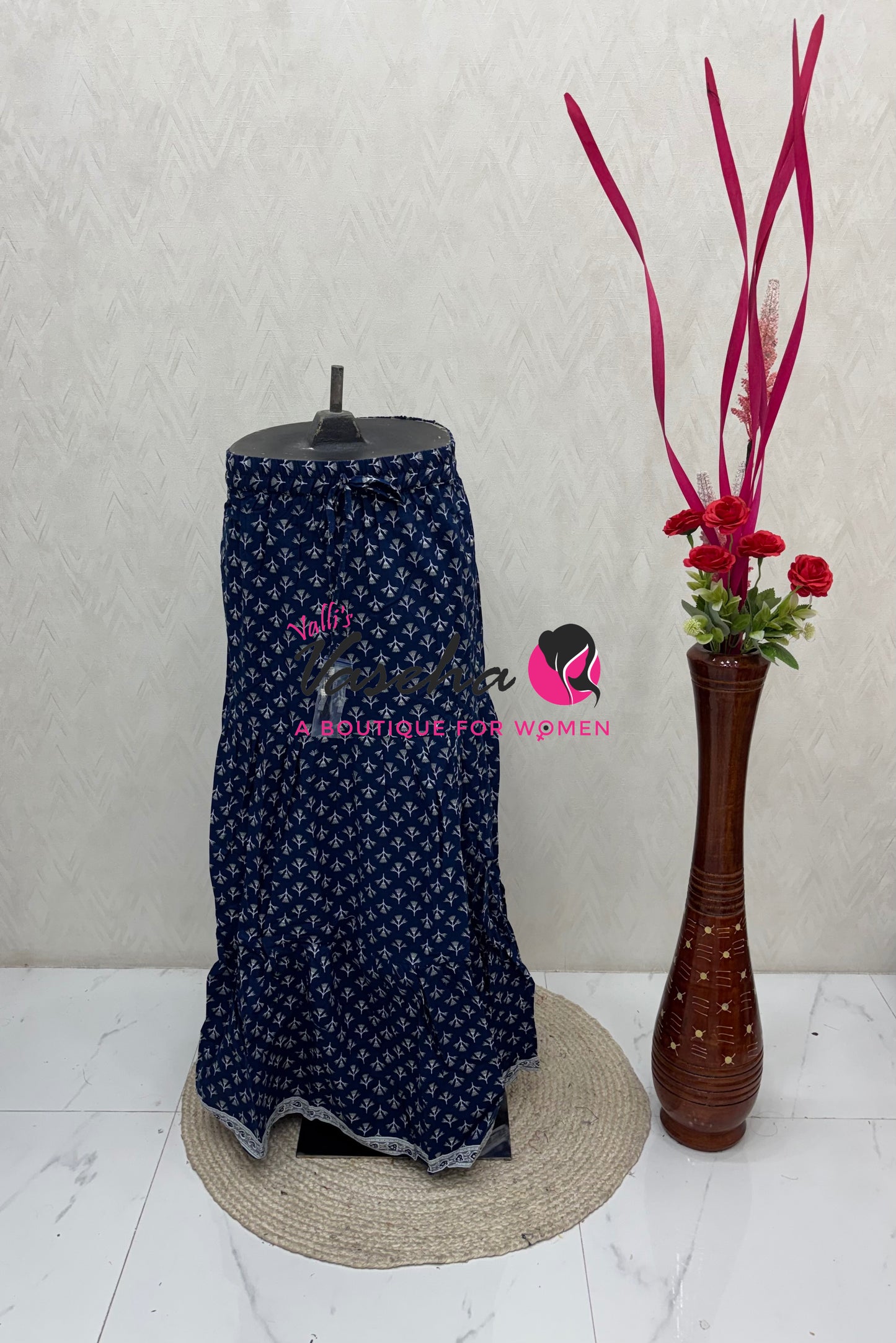 Skirts - Indigo Blue shade - Free Size ( Fit Upto XL Size) - VVPS001