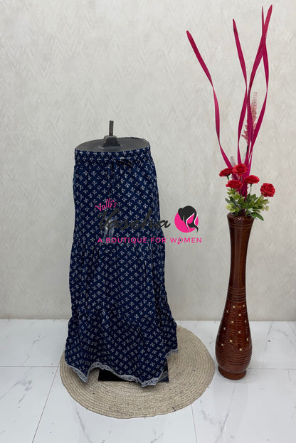Skirts - Indigo Blue shade - Free Size ( Fit Upto XL Size) - VVPS001