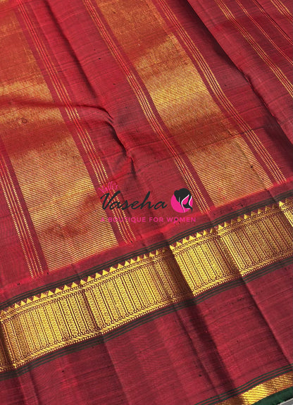 Pure Vintage Korvai Kanchipuram Silk Saree - Baby Pink & Maroon Combo - VVPS021
