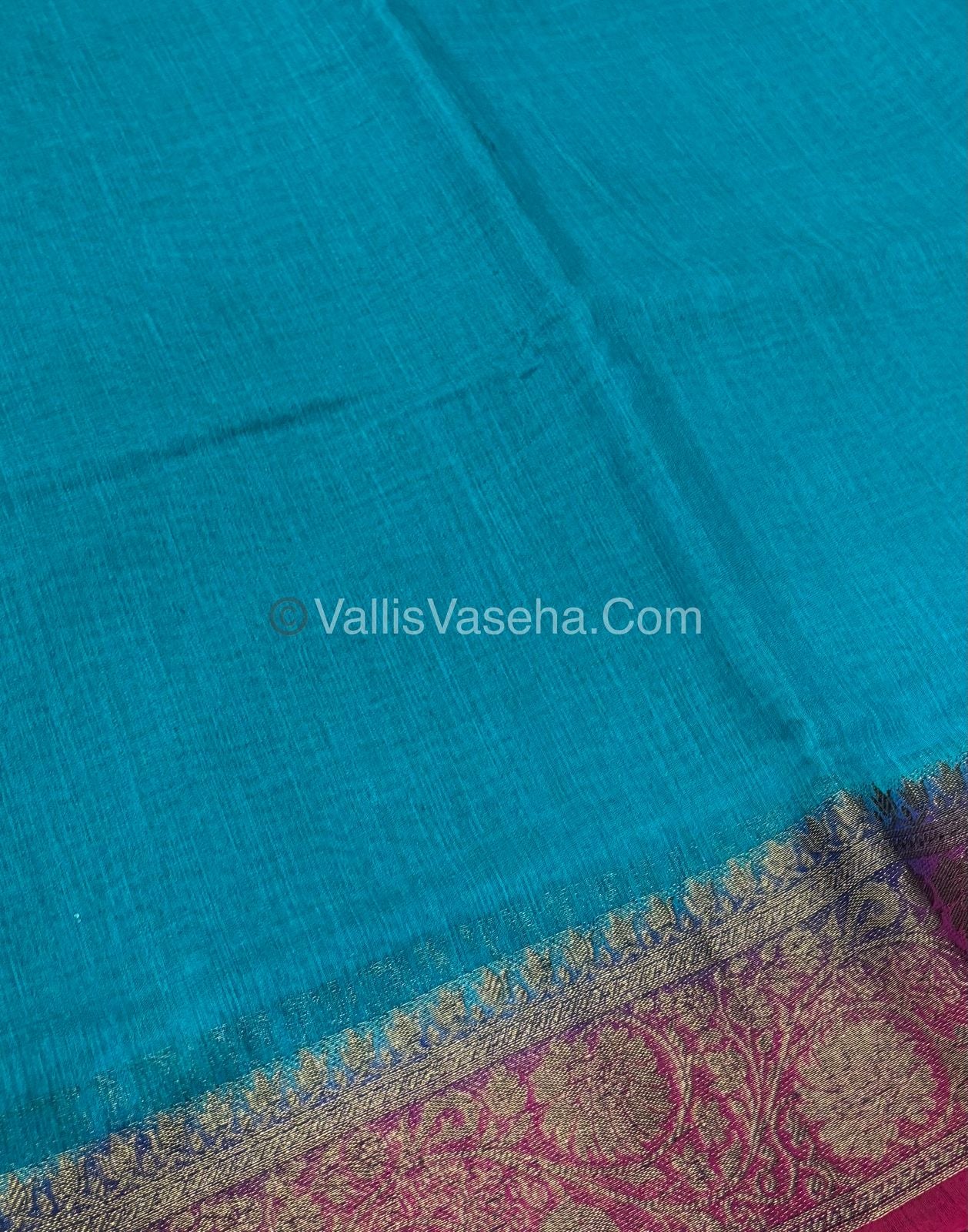 Bamboo Silk Saree - Blue With Pink Shade - VVBSS007