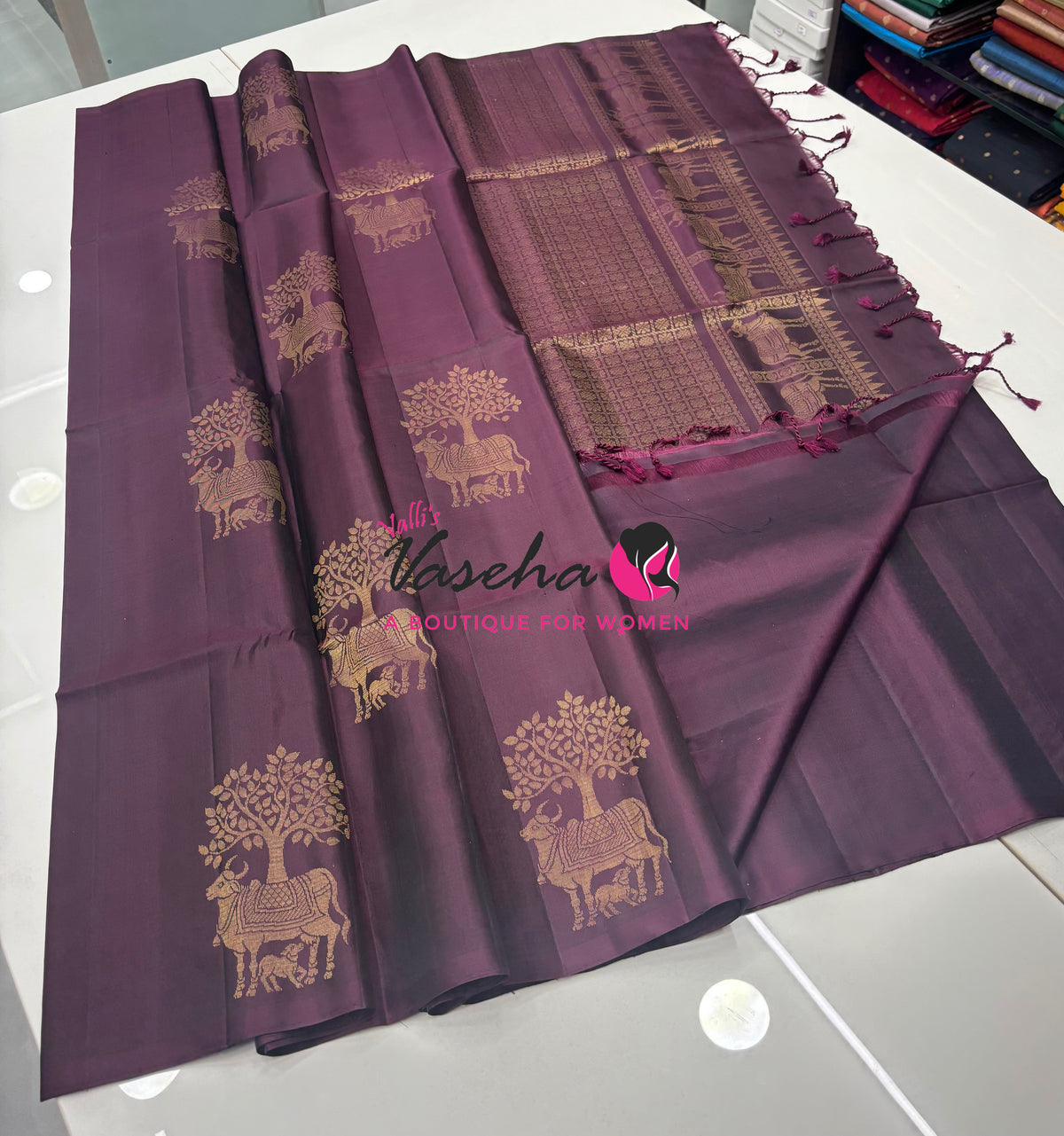 Pure Soft Silk Saree  - Border Less  - Maroon Wine Shade - VVPSS102