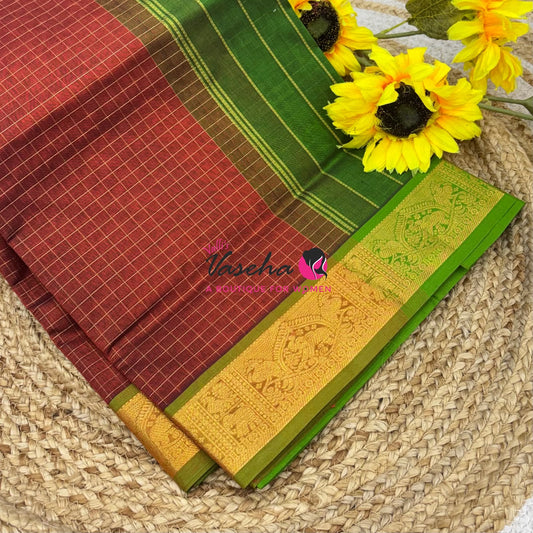 Pure Silk Cotton Saree - Zari Checks - VVCSC001