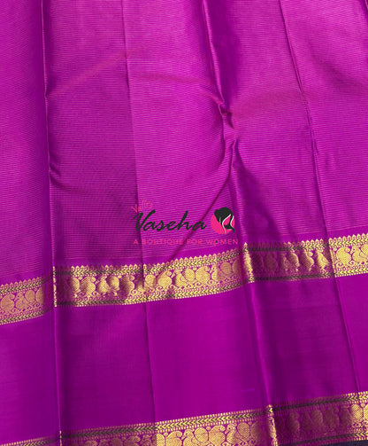 Pure Kanchipuram Silk Saree - Vairavoosi Design  - Purple & Purplish Pink Combo - VVPS014