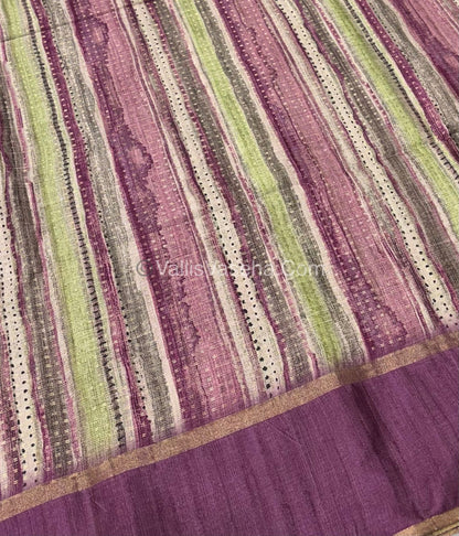 Semi Tussar Silk - Vairavoosi Design - Multi colour - VVSTS038