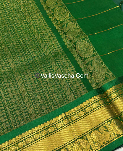 Pure Silk Cotton Saree - Mayil & Chakkaram Design - Lavender With Green Shade - VVMC001