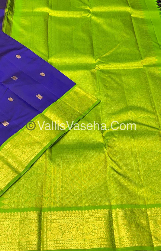 Pure Vintage Korvai Kanchipuram Silk Saree - Double Tone Blue & Green Combo - VVPS025