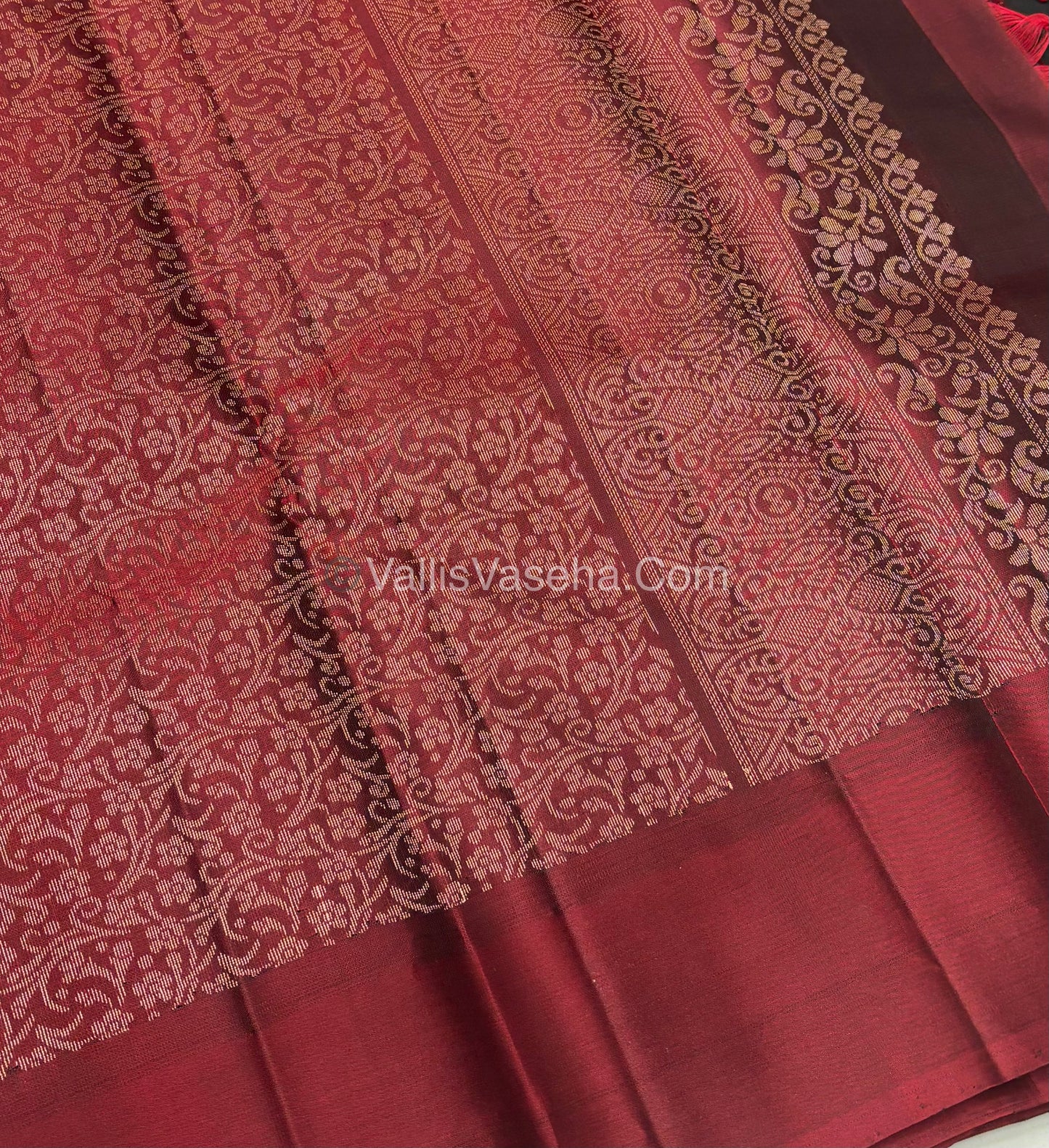 Pure Soft Silk Saree - Black With Maroon - VVPSS073