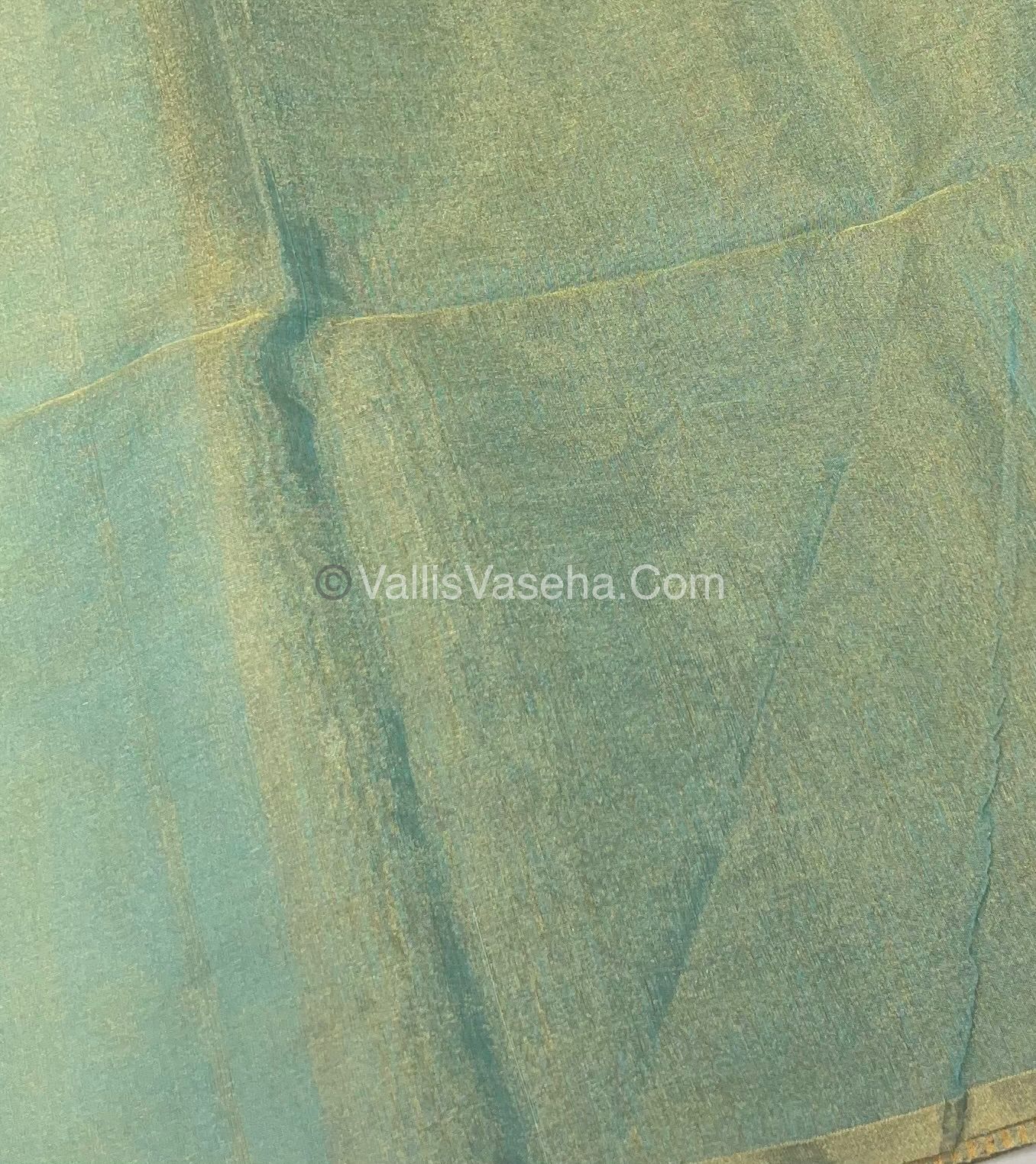 Pure Maheshwari Tissue Silk - Triple Tone Light Blue & Gold Shade - VVMTS001