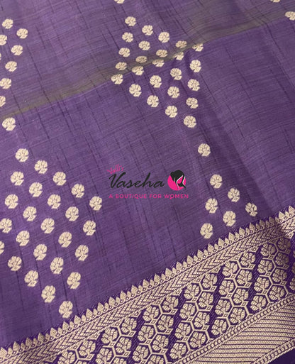 Semi Tussar Silk - Grand Pallu  - Purple Shade - VVSTS071