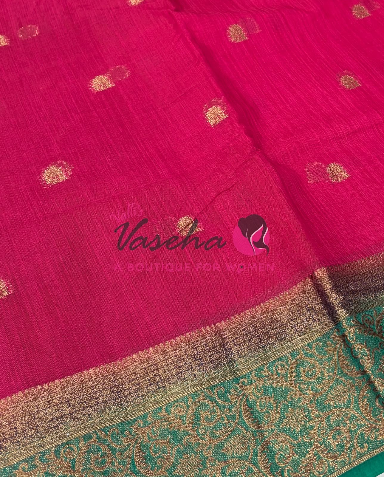 Bamboo Silk Saree- Pink with Green Shade - VVBSS015