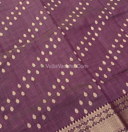 Semi Tussar Silk - Grand Pallu  - Wine Shade - VVSTS017