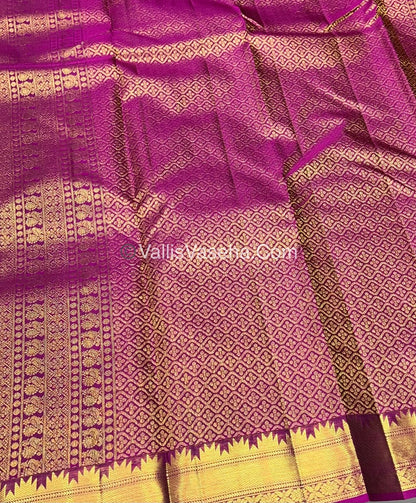 Pure Kanchipuram Silk Saree - Rust Orange & Purplish Pink Combo - VVPS013