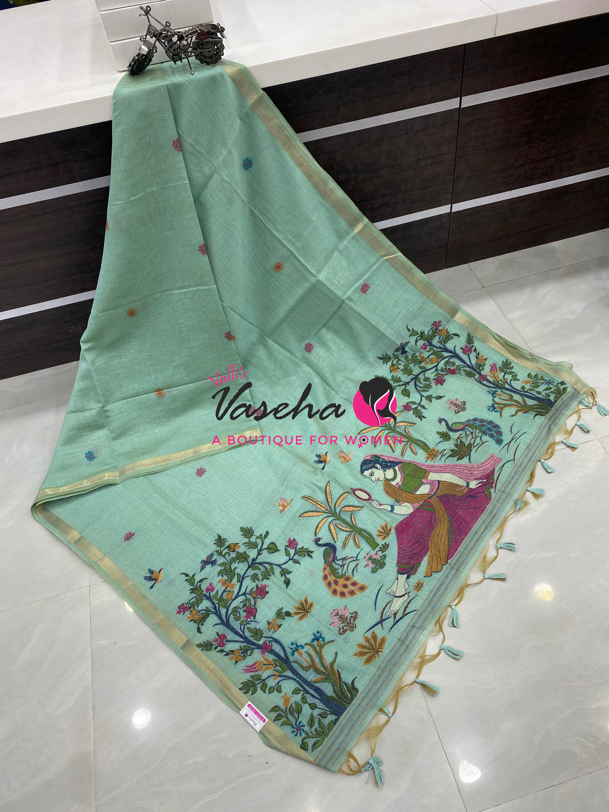 Muga Cotton Saree - Blue Shade - VVMCS002
