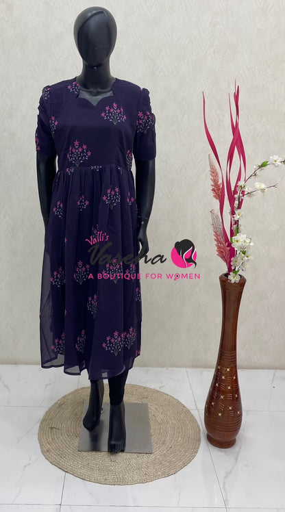Ready Made - Georgette - Maxi - Dark Purple Colour - VVRMG001
