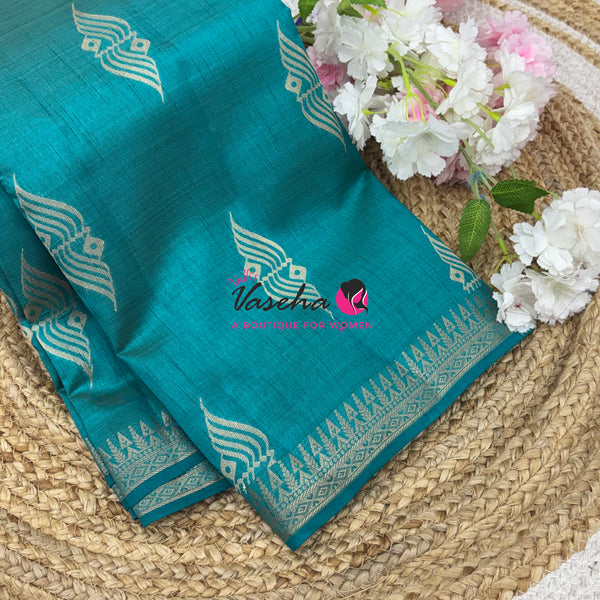 Semi Tussar Silk Saree | Ramar Blue Shade |VVSTS072