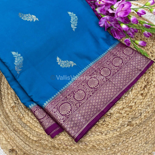 Premium Viscose Saree - Blue & Purple Shade - VVPV001