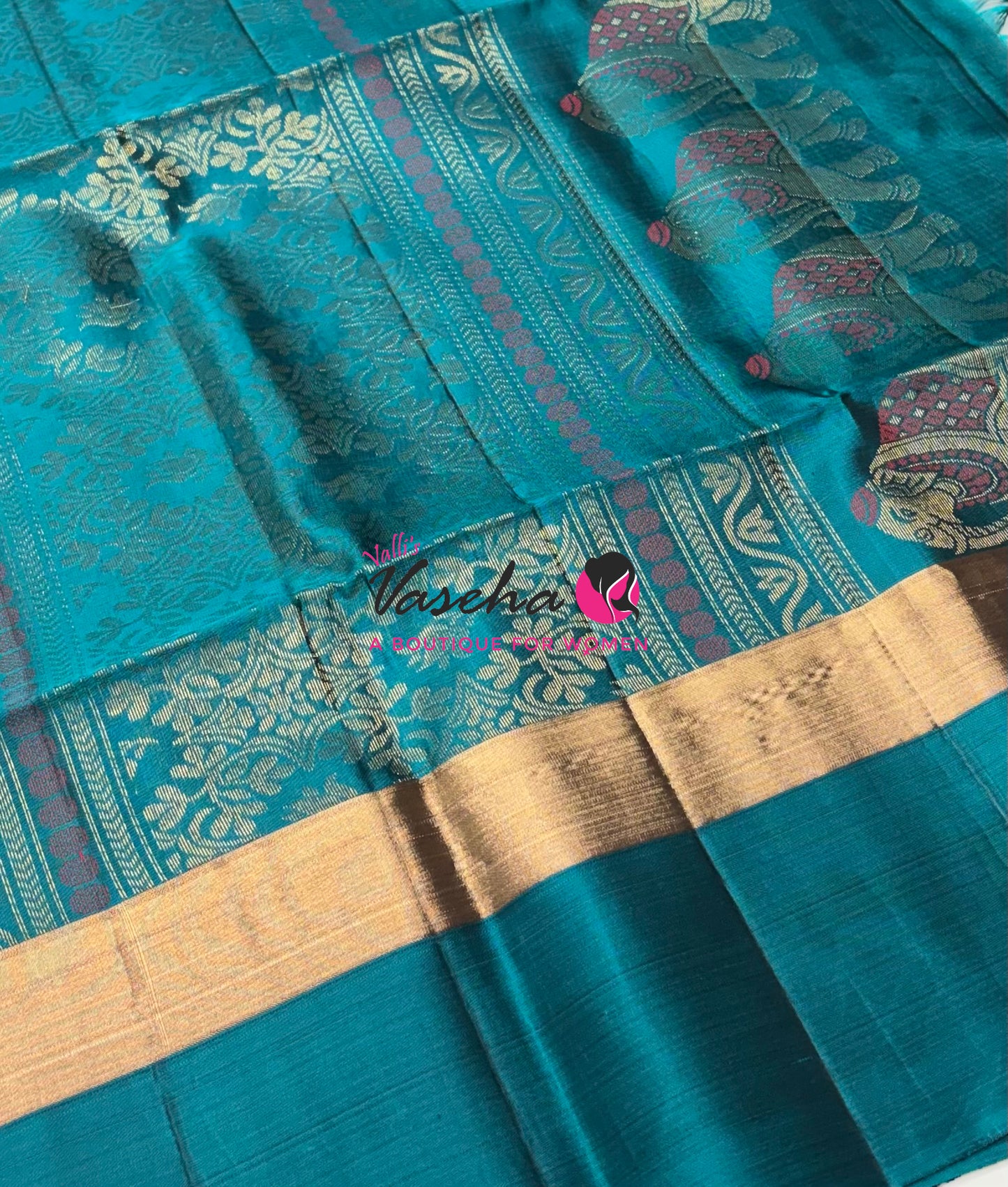 Half Mixed Soft Silk Saree - Grey & Blue - VVPSS028