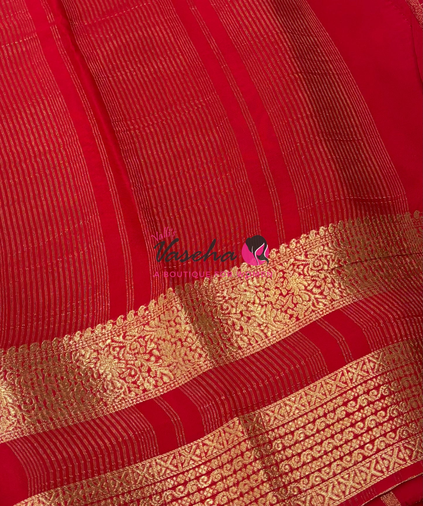 Semi Mysore Crepe Silk  - Red Shade - VVSMC004